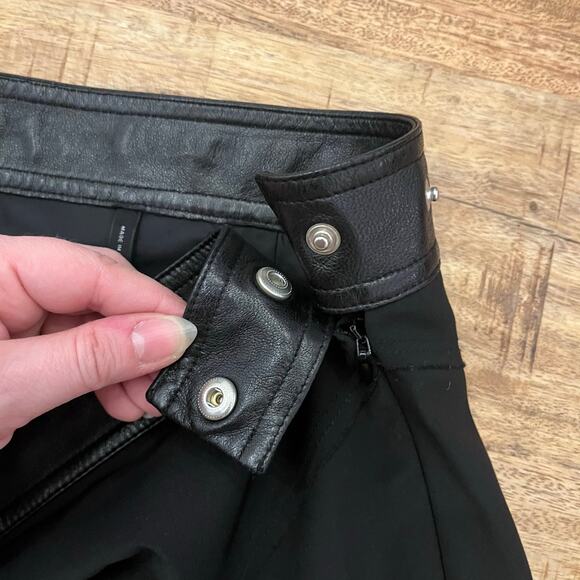 Helmut Lang Twisted Stretch Wool Skirt 6 Midi Grunge Office Siren Leather Waist - Picture 11 of 16